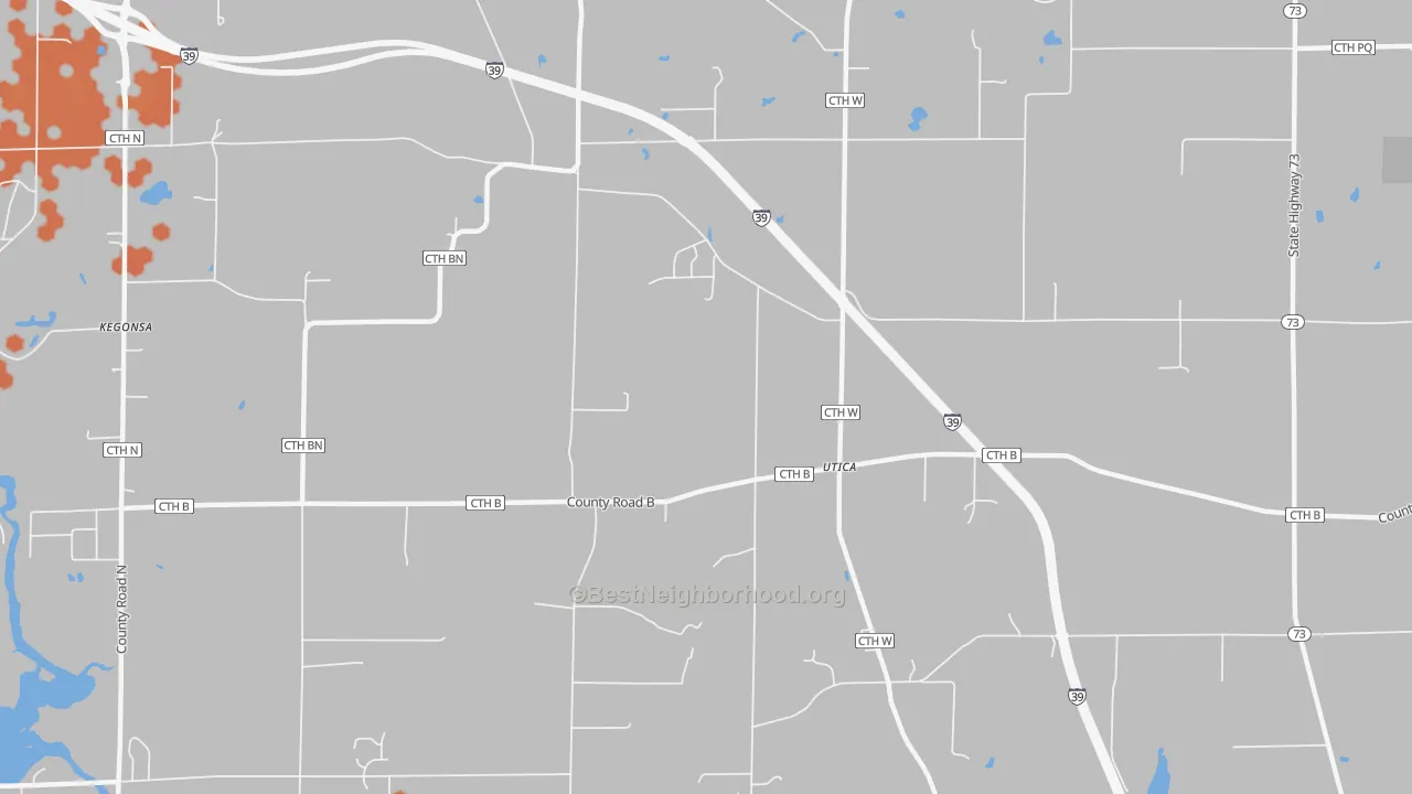Bike Grade map of Utica, WI