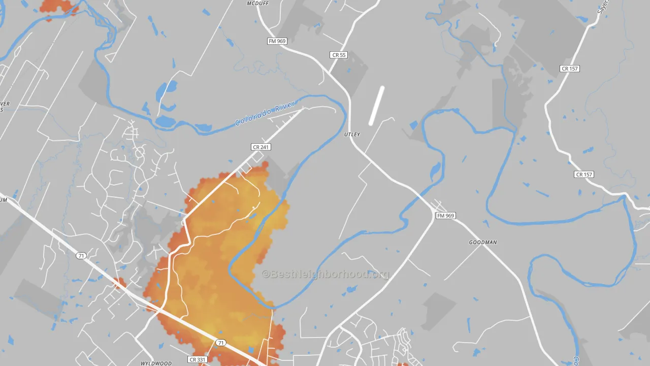 Bike Grade map of Utley, TX