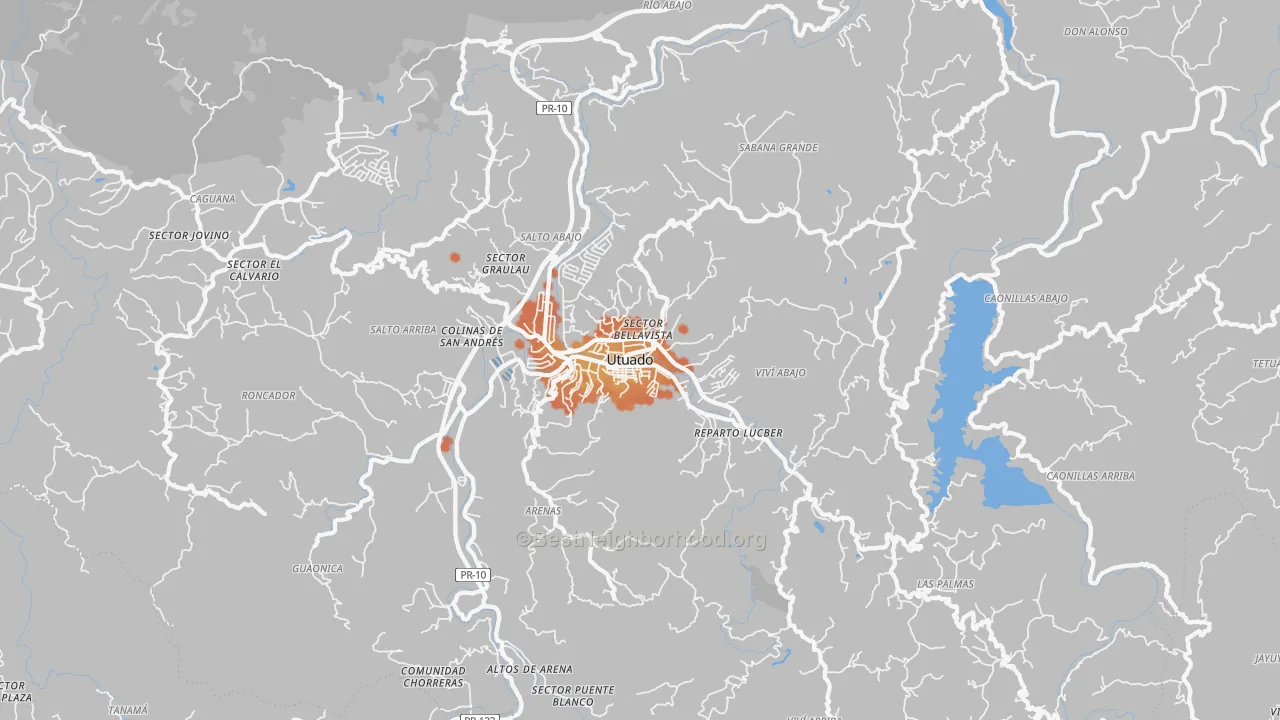 Bike Grade map of Utuado, PR