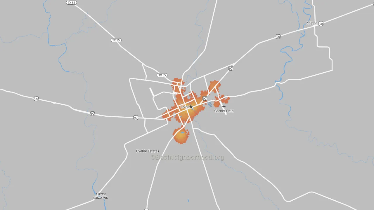 Bike Grade map of Uvalde, TX