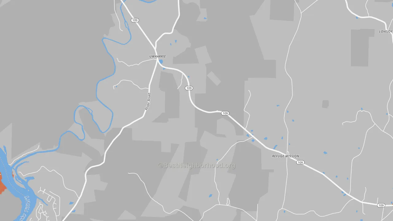 Bike Grade map of Uwharrie, NC