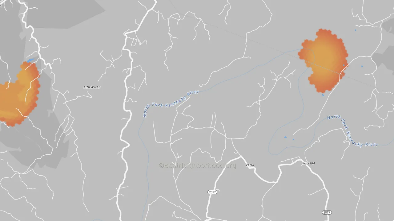 Bike Grade map of Vada, KY