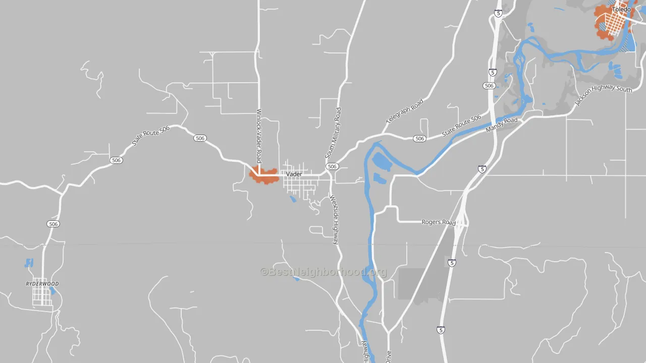 Bike Grade map of Vader, WA