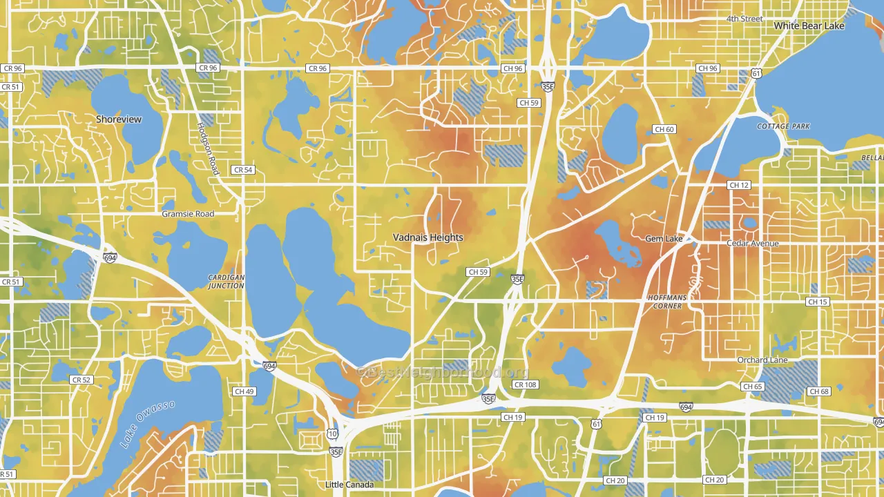 Bike Grade map of Vadnais Heights, MN