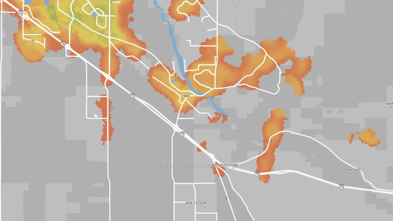 Bike Grade map of Vail, AZ