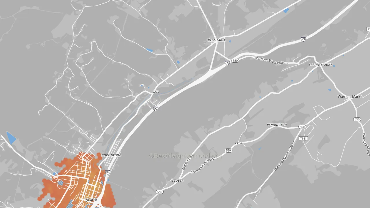 Bike Grade map of Vail, PA