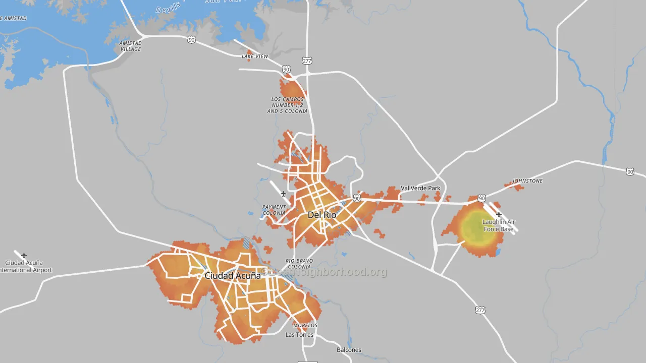 Bike Grade map of Val Verde County, TX