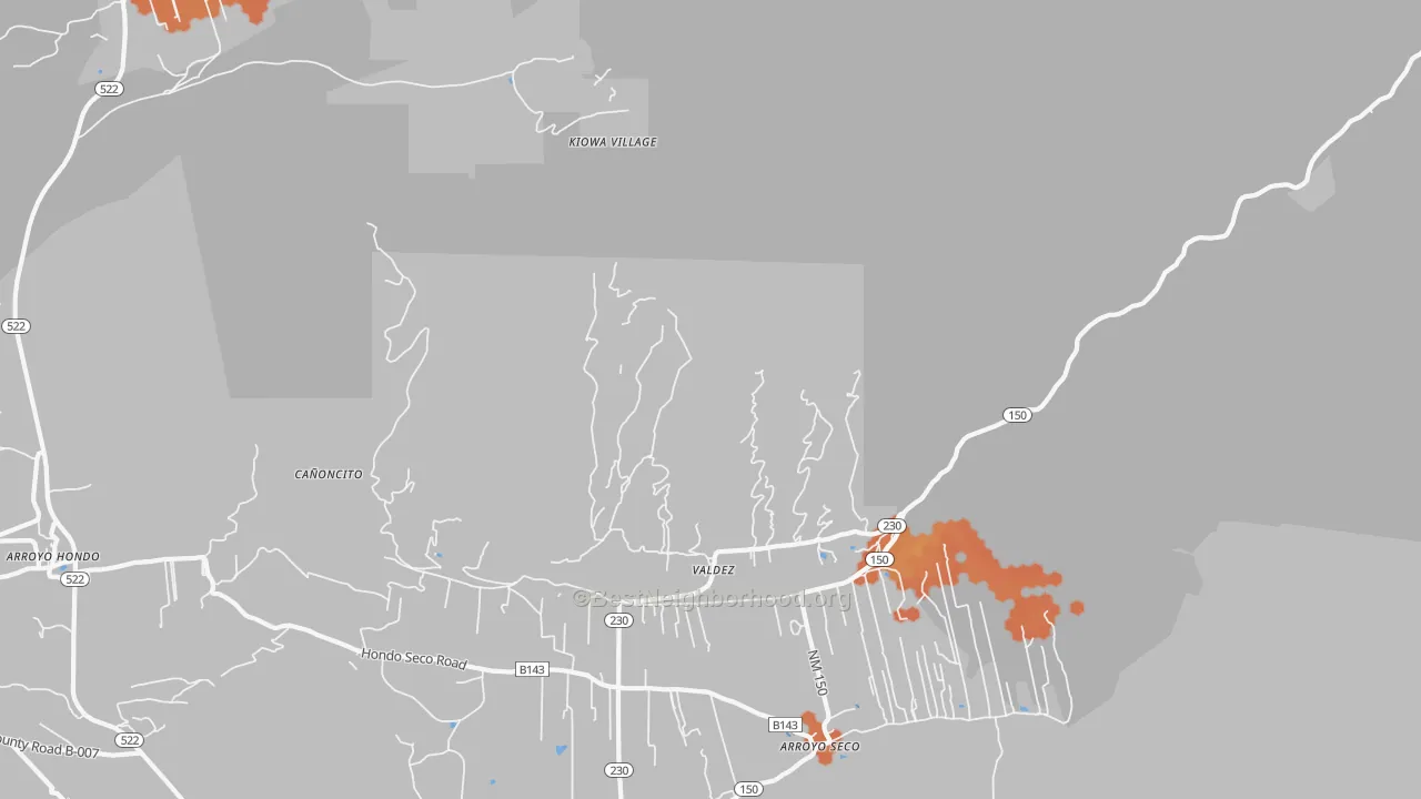 Bike Grade map of Valdez, NM