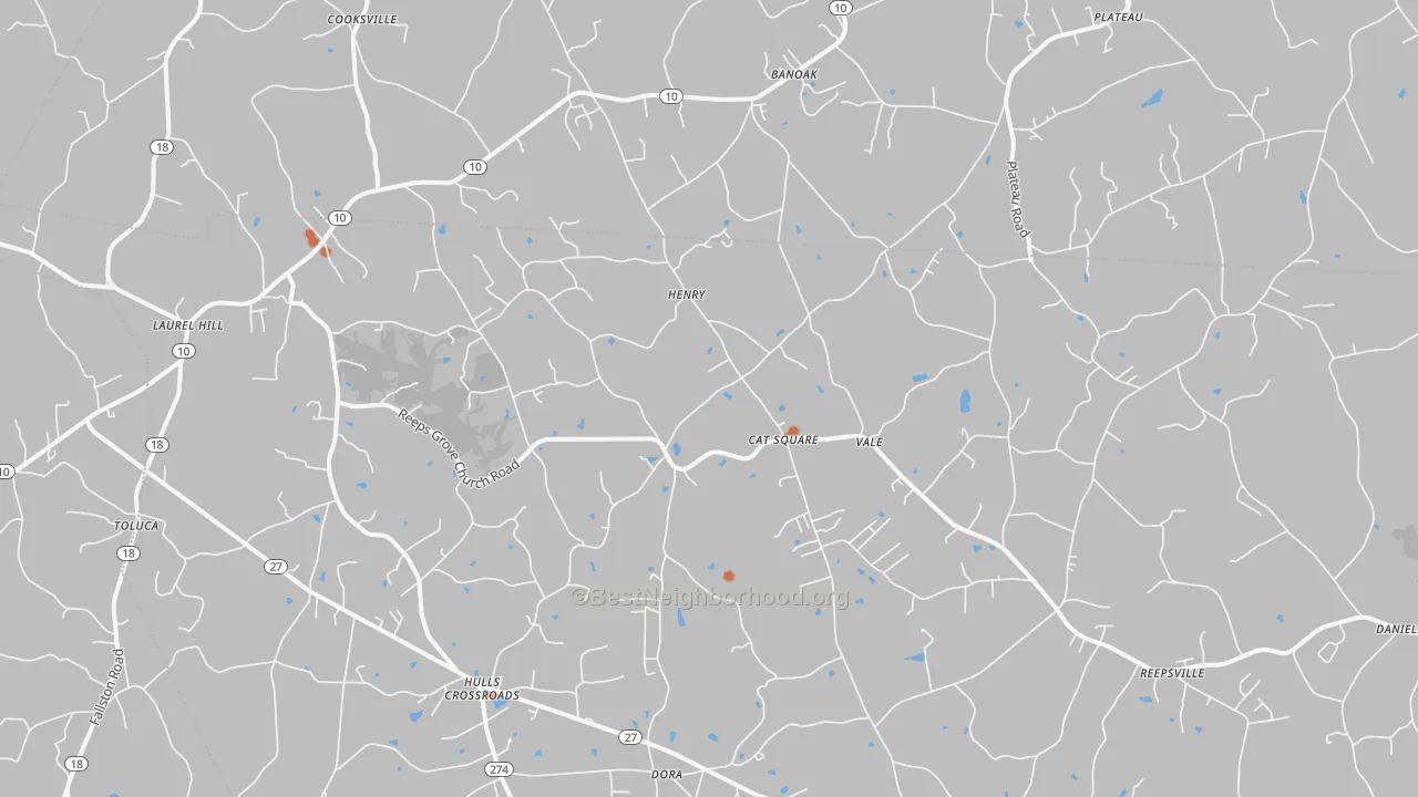 Bike Grade map of Vale, NC