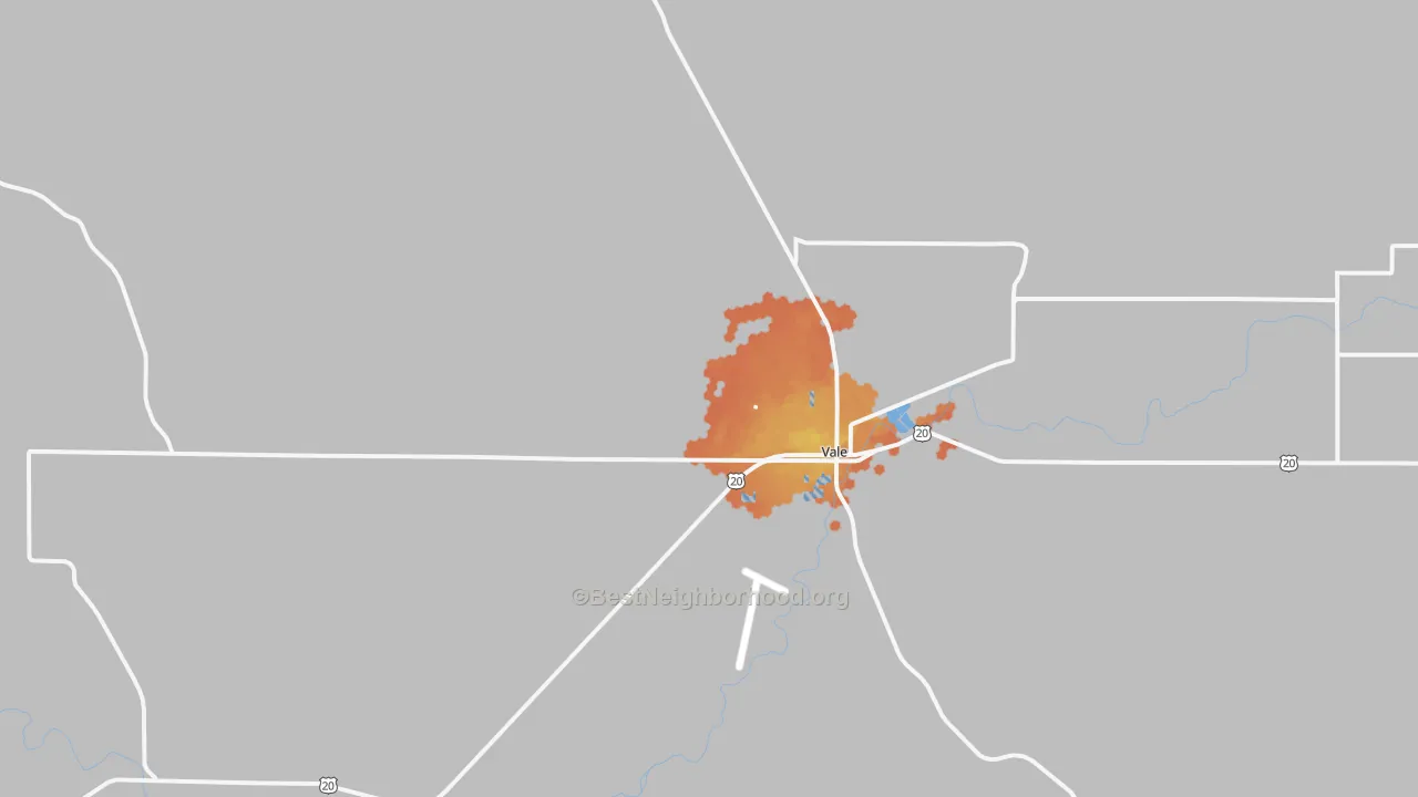 Bike Grade map of Vale, OR