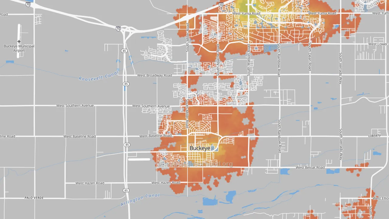 Bike Grade map of Valencia, Buckeye, AZ