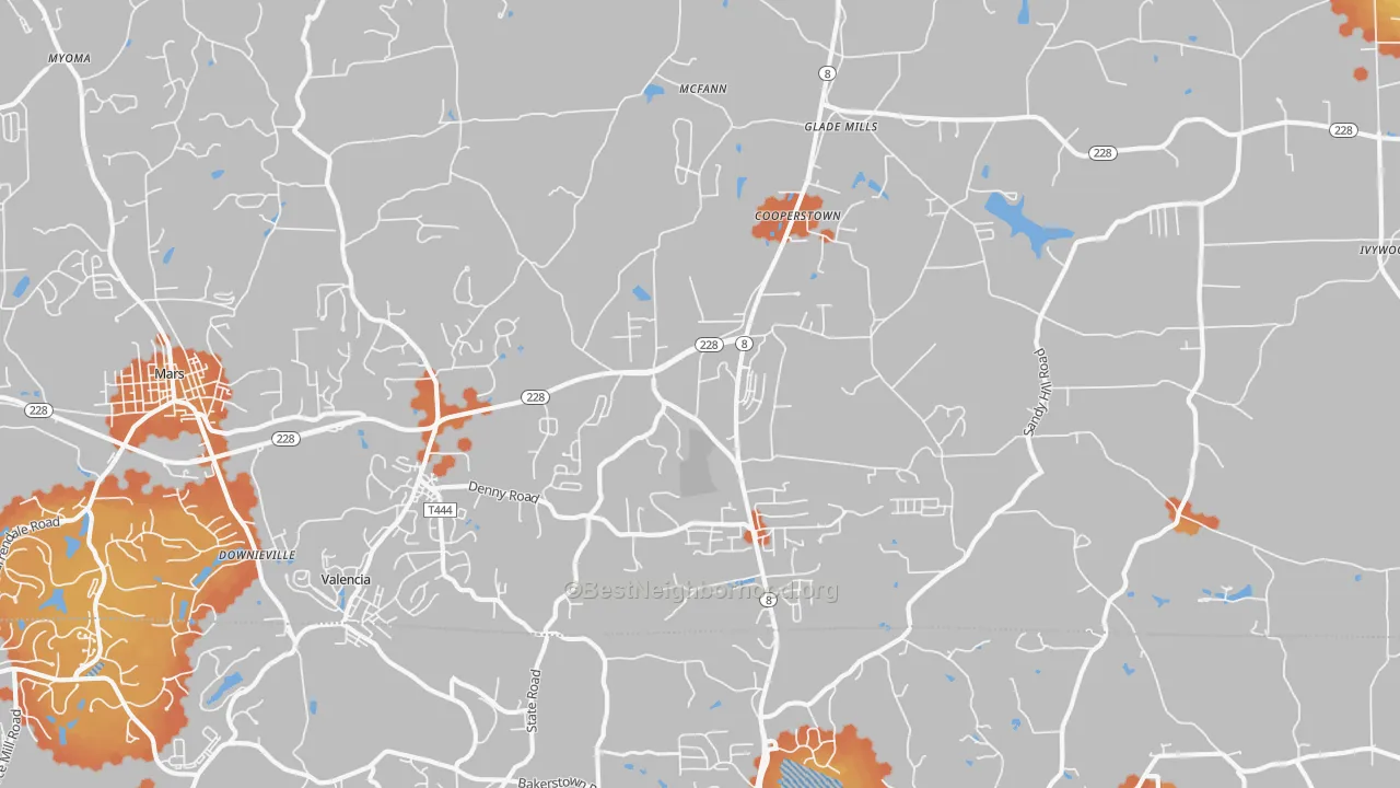 Bike Grade map of Valencia, PA