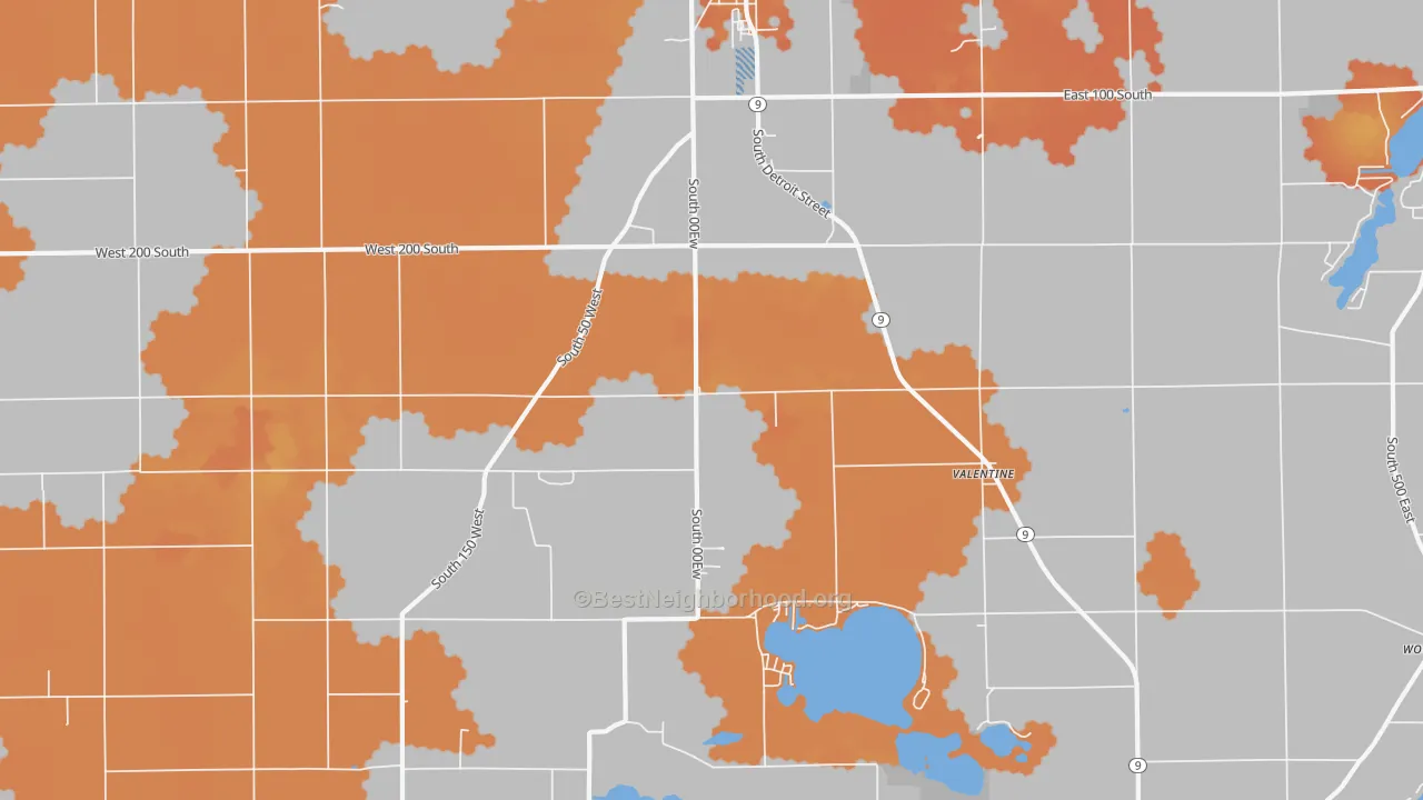 Bike Grade map of Valentine, IN