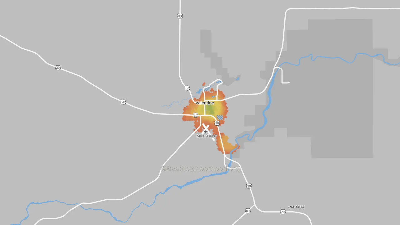 Bike Grade map of Valentine, NE