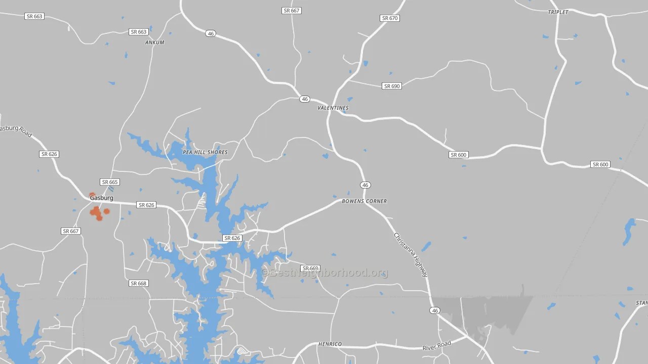 Bike Grade map of Valentines, VA