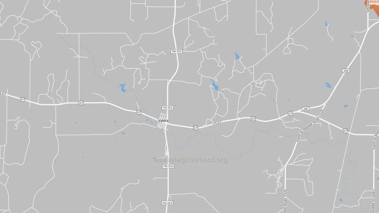 Bike Grade map of Valera, TX