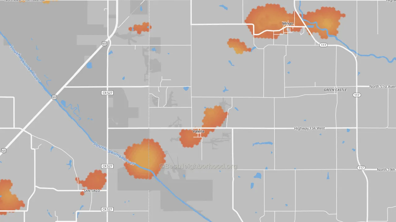 Bike Grade map of Valeria, IA