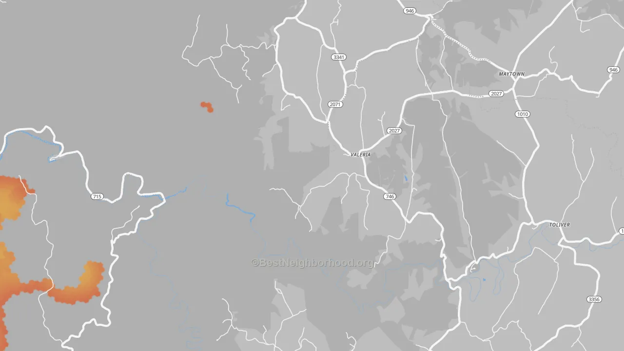 Bike Grade map of Valeria, KY