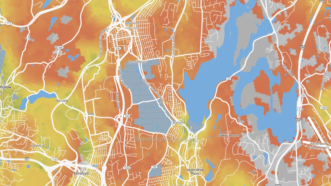 Bike Grade map of Valhalla, NY