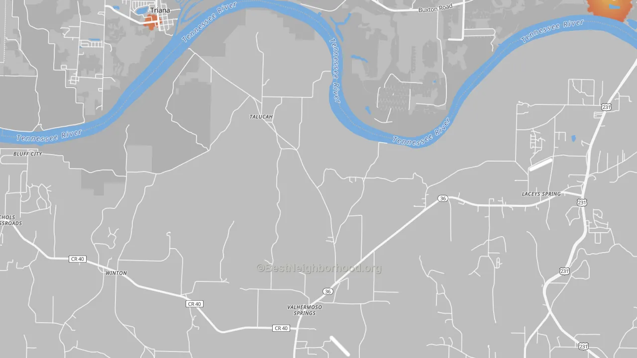 Bike Grade map of Valhermoso Springs, AL