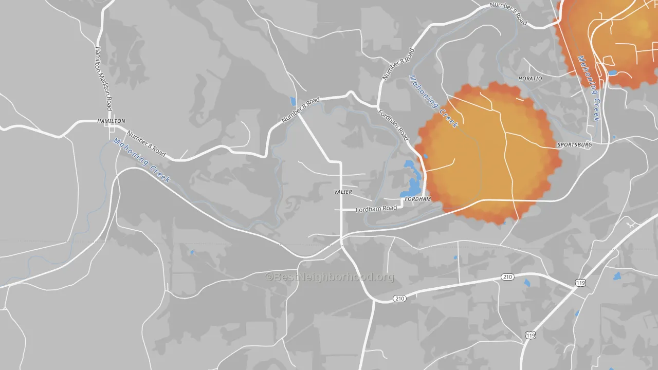 Bike Grade map of Valier, PA