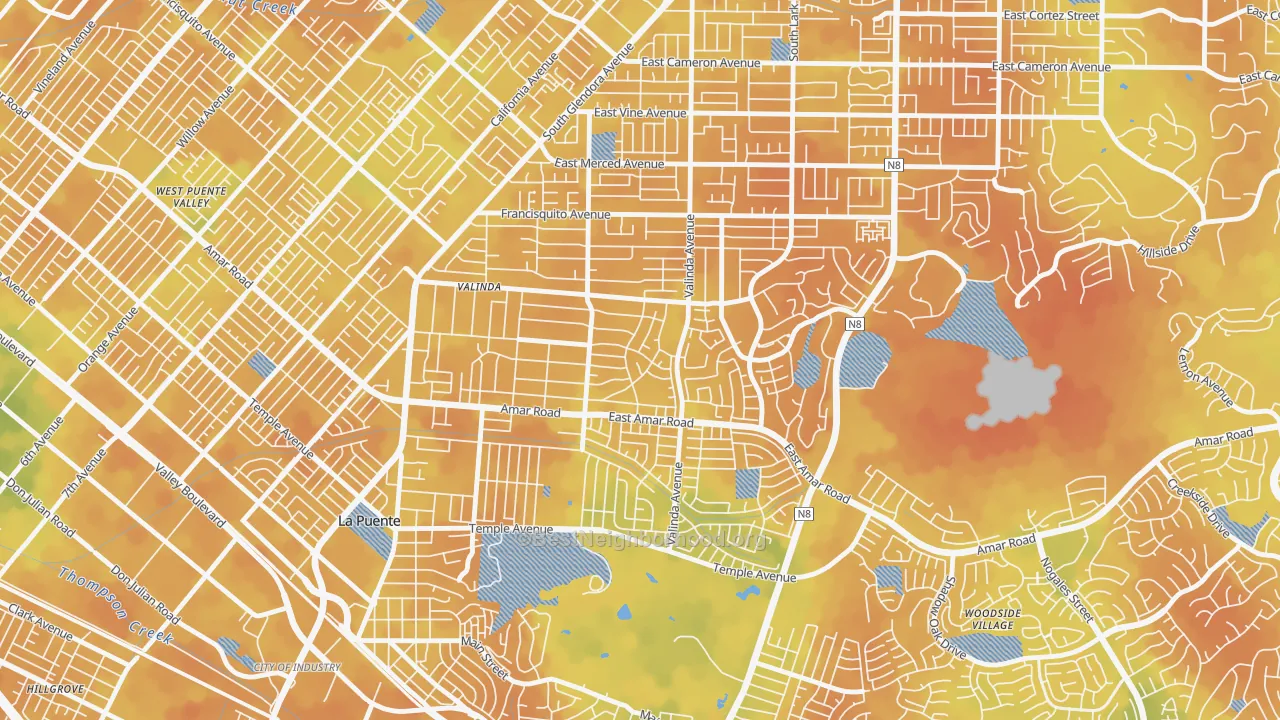 Bike Grade map of Valinda, CA