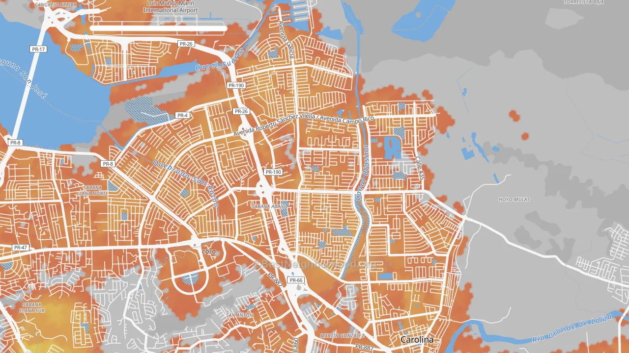 Bike Grade map of Valle Arriba Hts, Carolina, PR