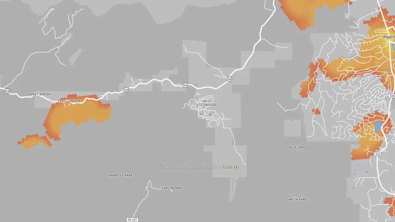Bike Grade map of Valle Escondido, NM