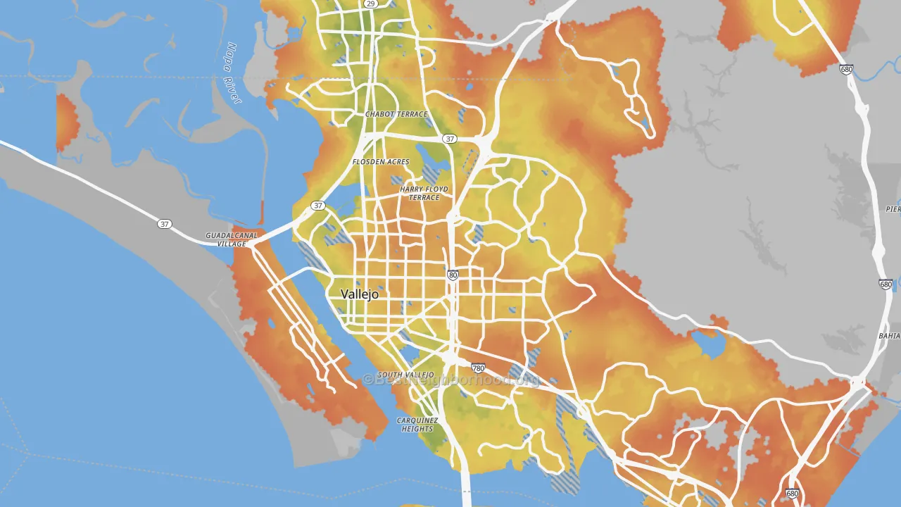 Bike Grade map of Vallejo, CA