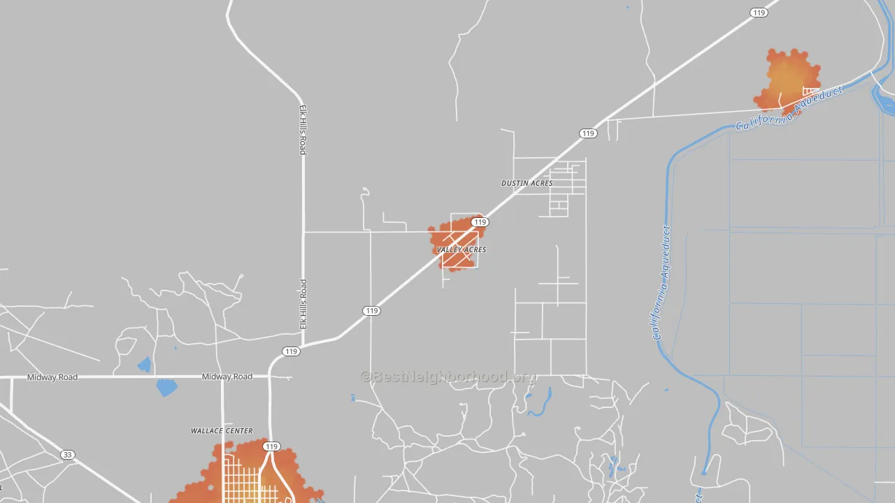 Bike Grade map of Valley Acres, CA