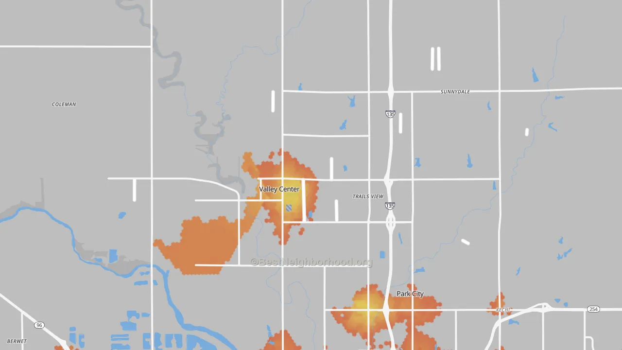Bike Grade map of Valley Center, KS