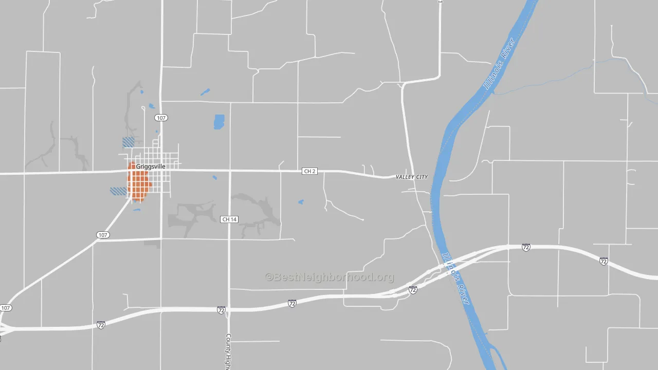 Bike Grade map of Valley City, IL