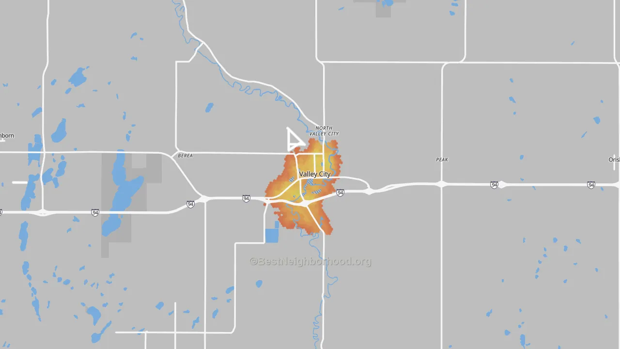 Bike Grade map of Valley City, ND