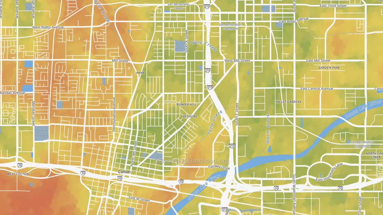 Bike Grade map of Valley College, San Bernardino, CA