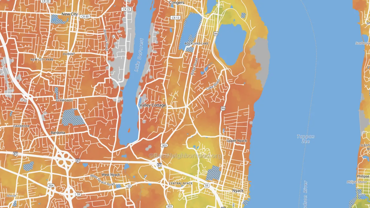 Bike Grade map of Valley Cottage, NY