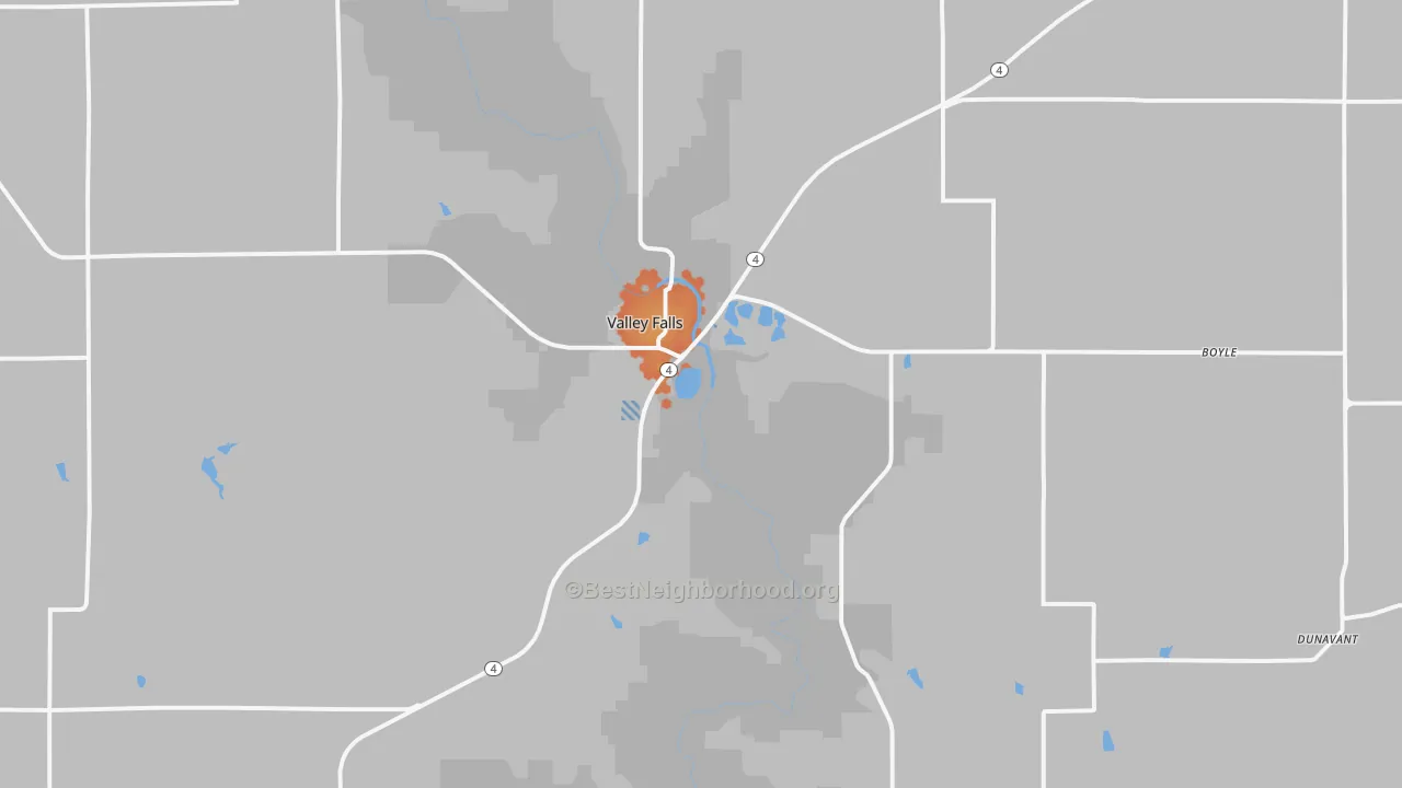 Bike Grade map of Valley Falls, KS