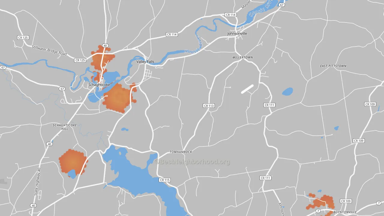 Bike Grade map of Valley Falls, NY