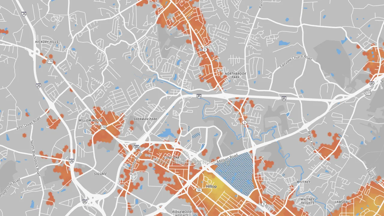 Bike Grade map of Valley Falls, SC