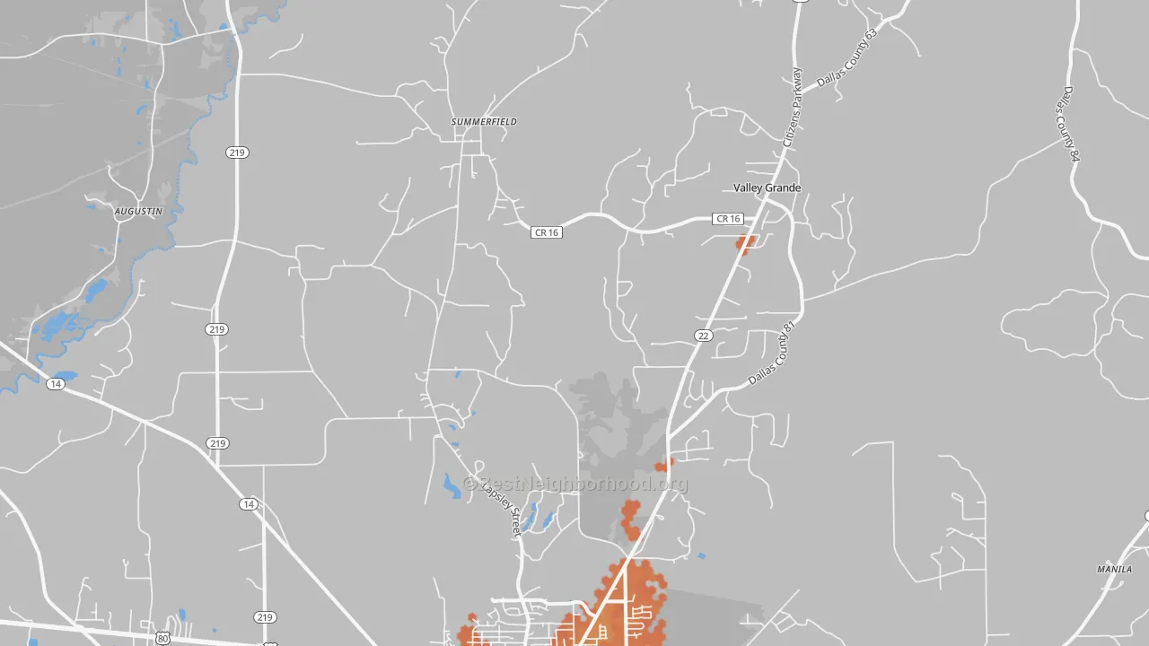 Bike Grade map of Valley Grande, AL