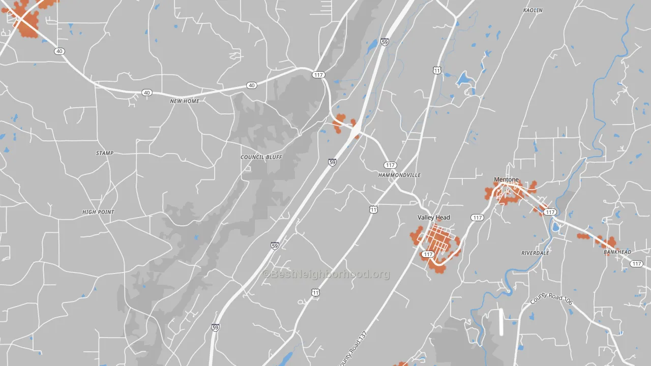 Bike Grade map of Valley Head, AL