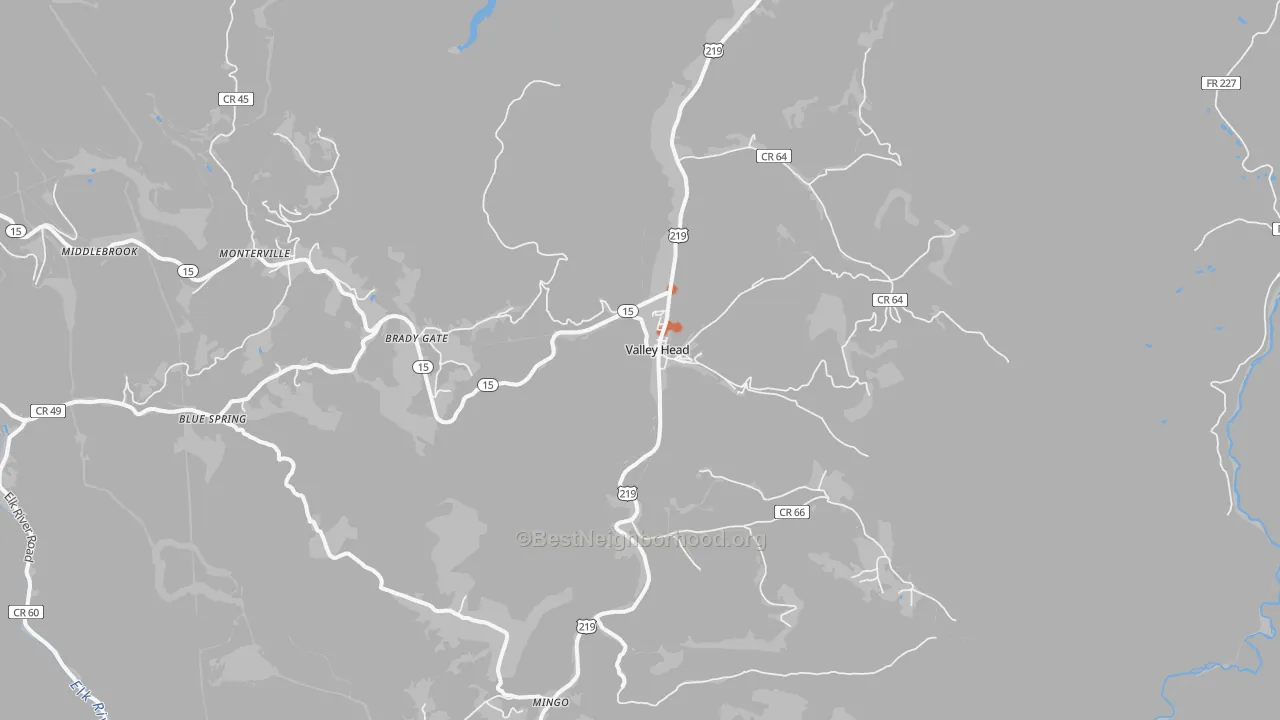 Bike Grade map of Valley Head, WV