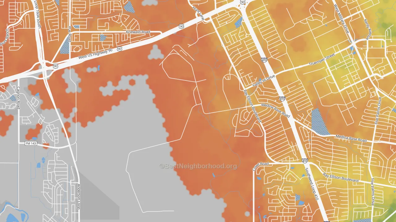 Bike Grade map of Valley-Hi, TX