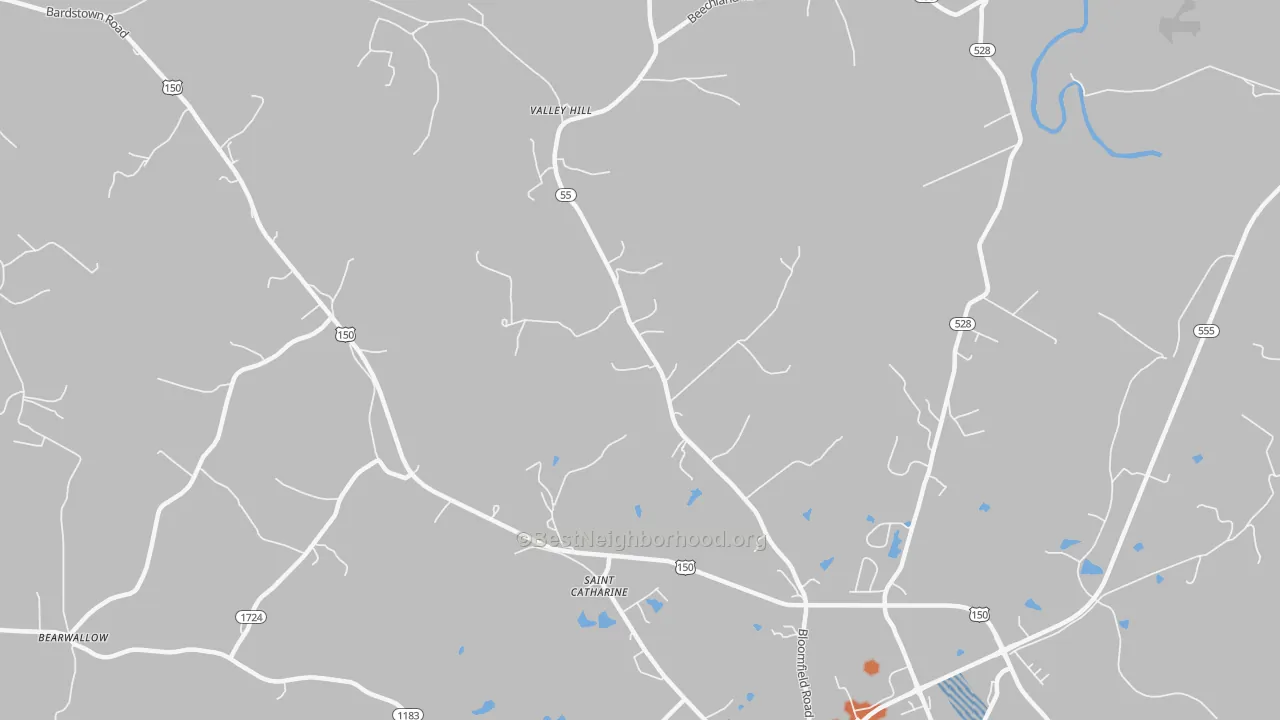 Bike Grade map of Valley Hill, KY