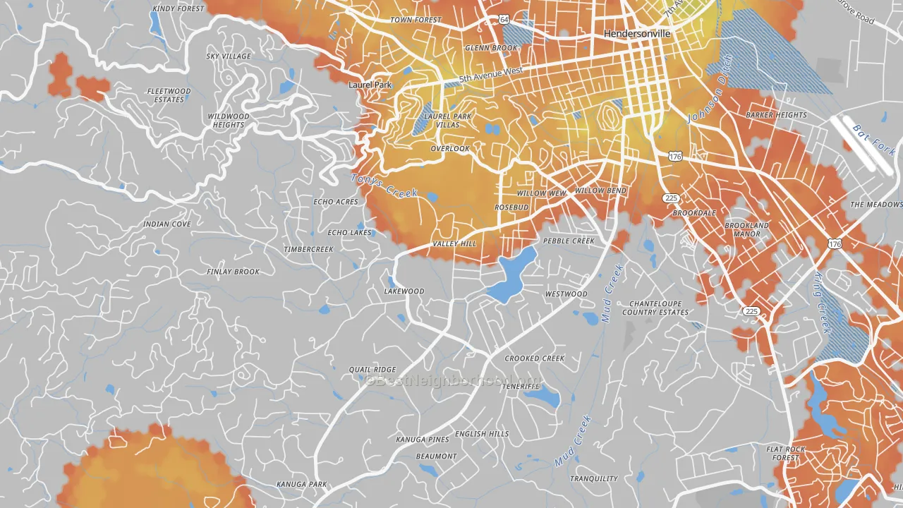 Bike Grade map of Valley Hill, NC