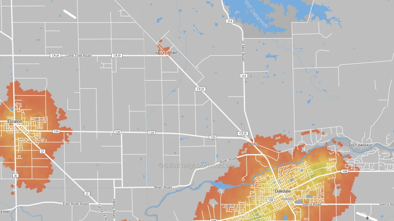Bike Grade map of Valley Home, CA