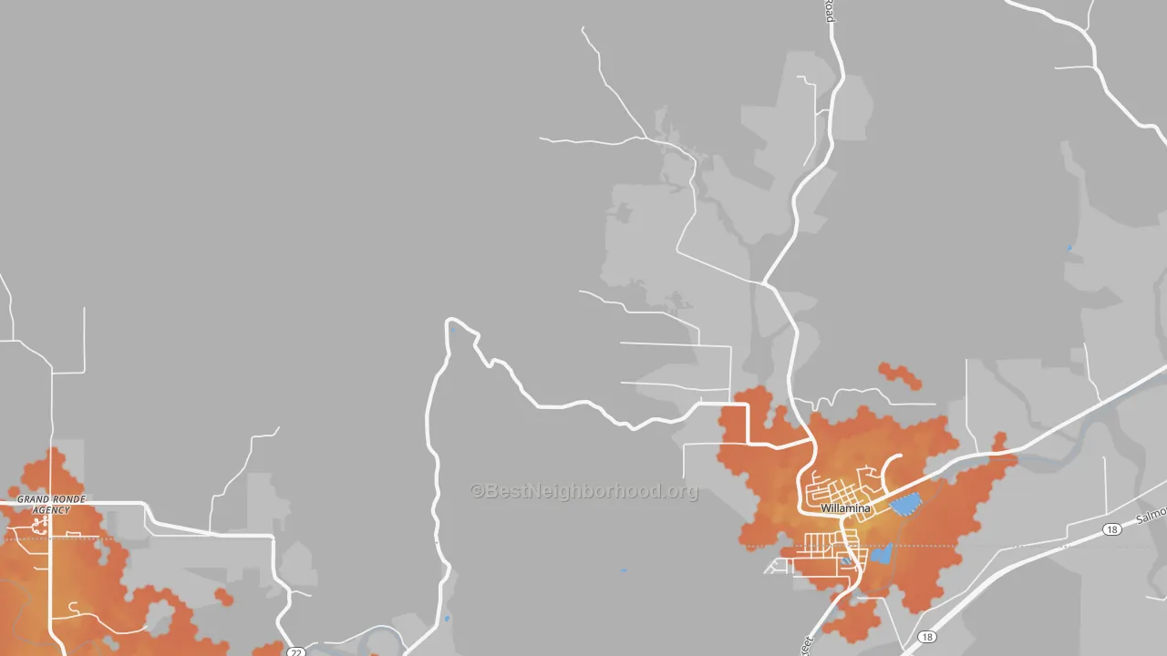 Bike Grade map of Valley Junction, OR