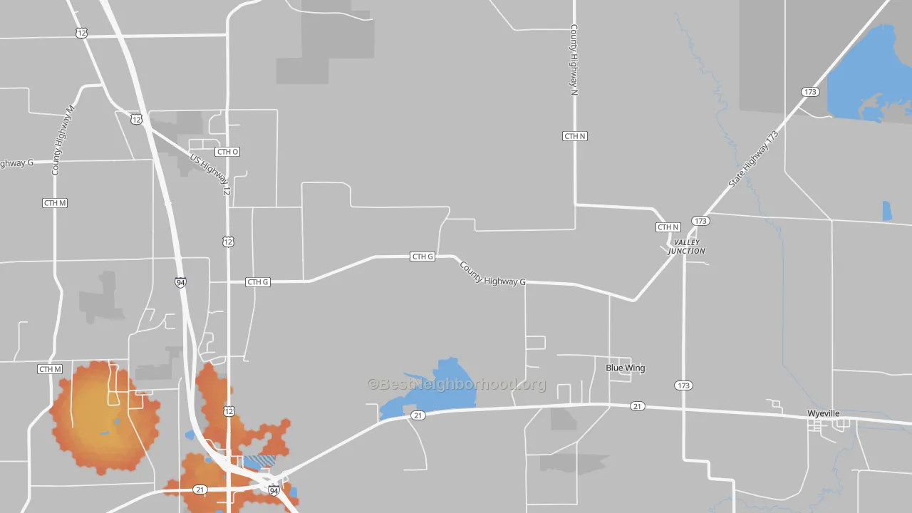 Bike Grade map of Valley Junction, WI