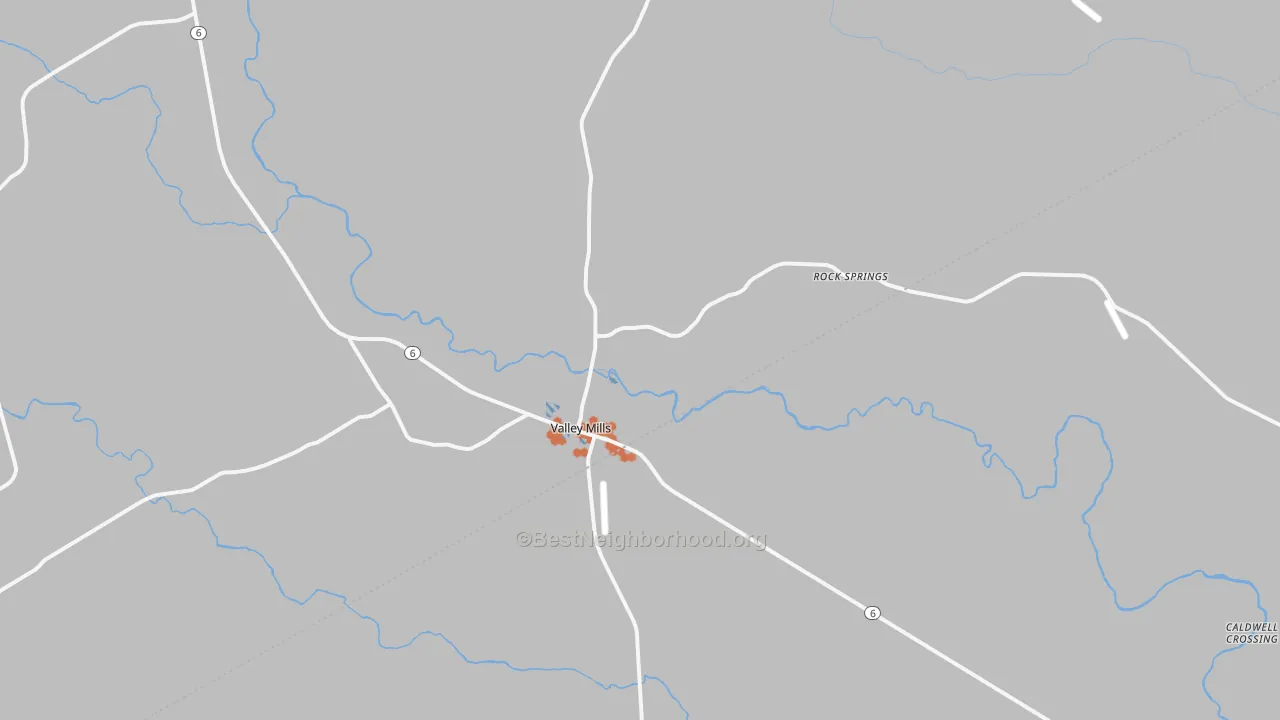 Bike Grade map of Valley Mills, TX