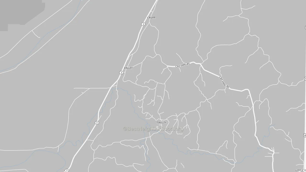 Bike Grade map of Valley, MS