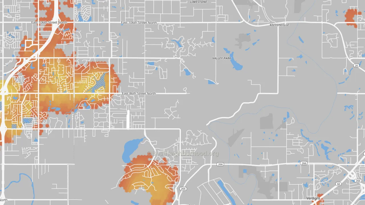 Bike Grade map of Valley Park, OK